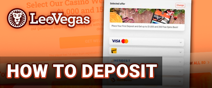 Deposit to account Leo Vegas Casino - instructions on how to deposit