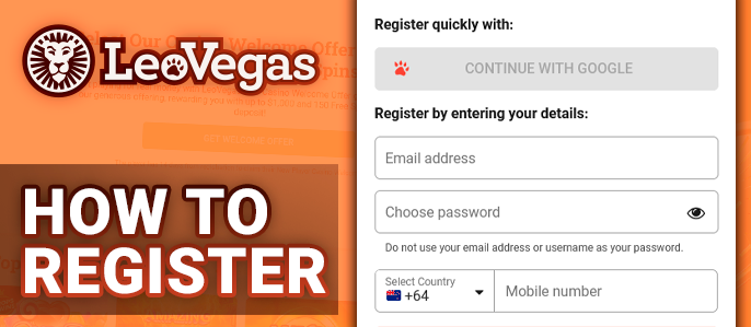 Leo Vegas Casino registration form - how to register an account