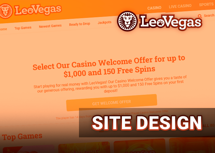 Leo Vegas Casino website design with welcome banner
