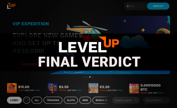 LevelUp Casino review result - was it worth playing on it for Australians