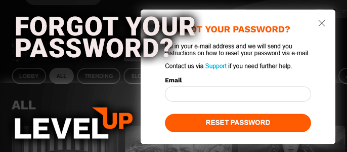 Restoring access to your account at LevelUp Casino - how to restore password