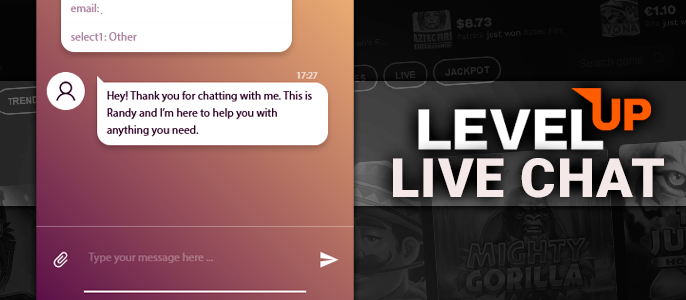 Online chat with LevelUp Casino support agent