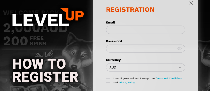 Registration at LevelUp Casino - how to register a player from Australia