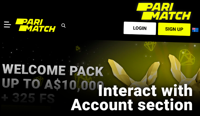 Registration and Authorization Buttons at Parimatch Casino