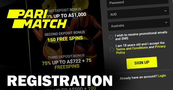 How to register an account at Parimatch Casino for a player from Australia