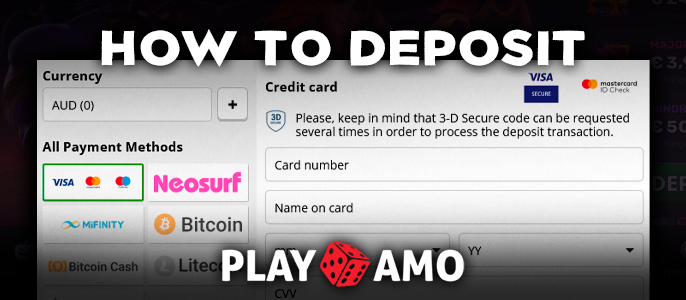 Adding funds to your PlayAmo Casino account - deposit methods