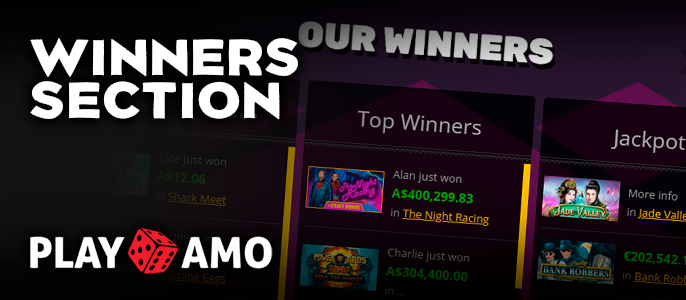 Information about the latest big winnings on the site PlayAmo Casino