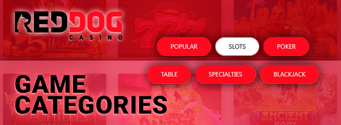 Categories of gambling games on the Red Dog Casino website