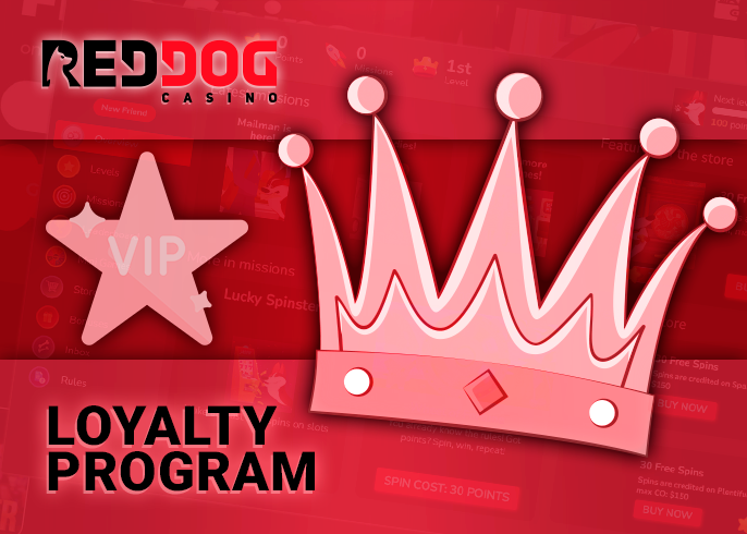 Loyalty program with level system at Red Dog Casino for Australians