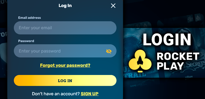 Authorization on RocketPlay Casino website - how to log in to your account.