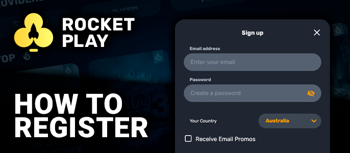 The registration process at RocketPlay Casino - detailed registration instructions