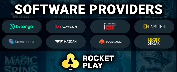 Software makers at RocketPlay Casino - a list of providers and number of games