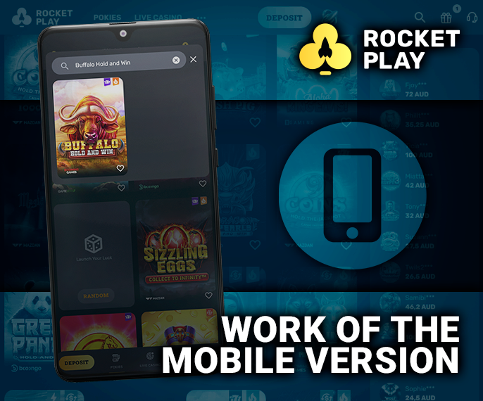 The mobile version of RocketPlay Casino - how it works on phones