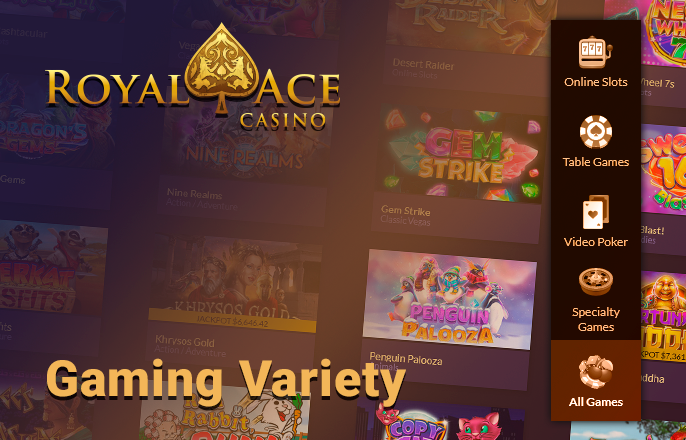Gambling at Royal Ace Casino - full list of categories and number of casino games