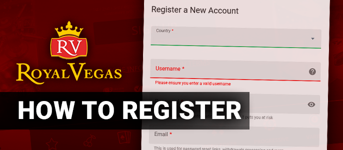 Registration on the site of Royal Vegas Casino - how to register a new player