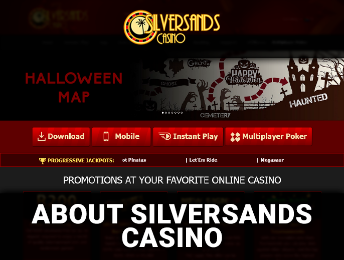 SilverSand Casino website presentation with an open homepage
