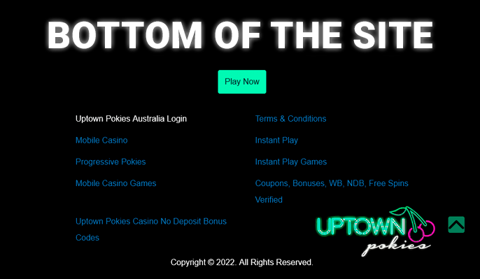 Important link on the Uptown Pokies Casino website at the bottom of the page