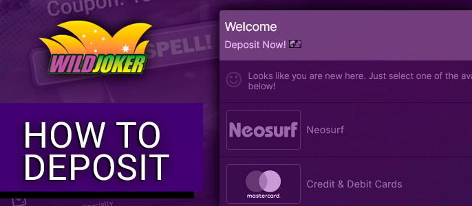 Wild Joker Casino deposit form - how to make a deposit