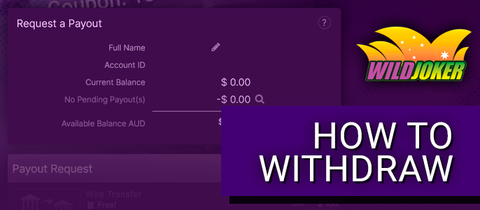 Withdrawal form from Wild Joker Casino - how a player withdraws money