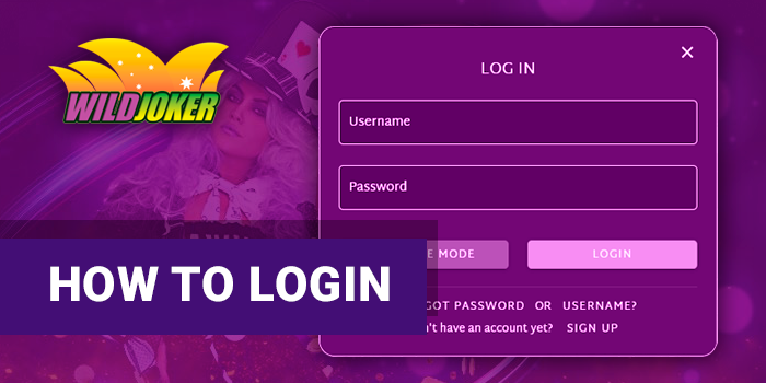 Authorization on the site Wild Joker casino - log in to account with personal data