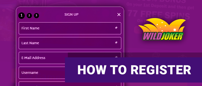 Registration on the project Wild Joker casino - how to sign up for an account