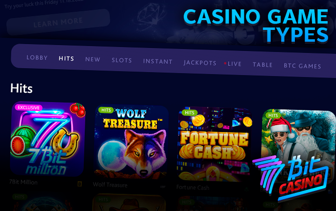 The gambling section of the 7 bit casino site