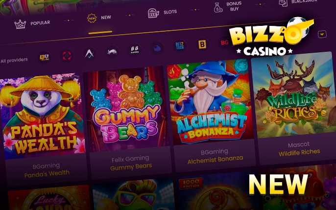 New games on Bizzo Casino website for players from Australia