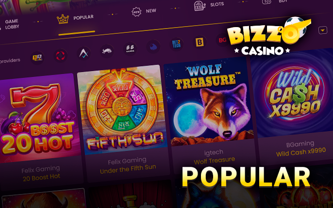 Popular casino games at Bizzo Casino