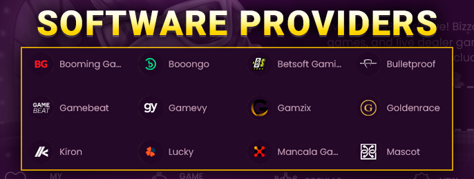 Software Providers on Bizzo Casino site - the list of software vendors and the number of games