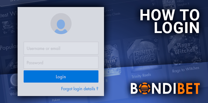 Login to BondiBet Casino using email and password