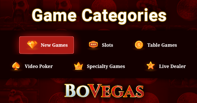 Game categories on the Bo Vegas Casino website - evaluation of the game section