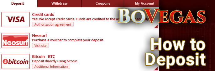 Deposit to BoVegas Casino - step by step instructions