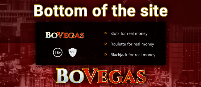 The bottom of the Bo Vegas Casino website with links to important gambling categories