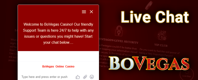 Live chat with BoVegas support agents