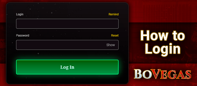 Authorization in the account on the site of Bo Vegas Casino - how to log in to the account