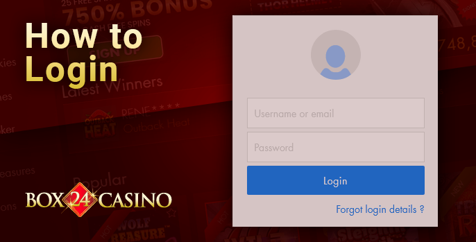 Authorization on the site Box24 casino - how to log in to the account