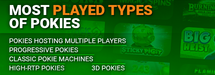 The most types of pokies for players from Australia