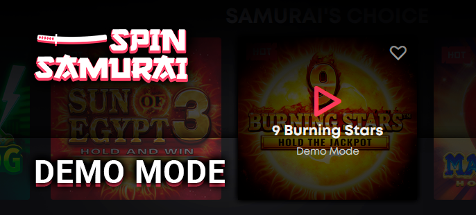 Demo mode in the pokies at Spin Samurai Casino - how to play for free