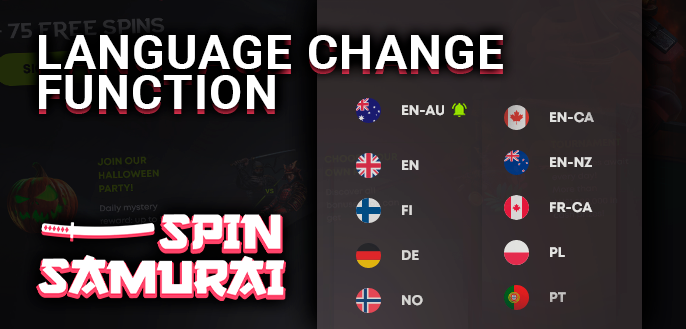 Changing the Spin Samurai Casino website language for players