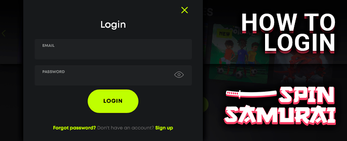 Authorization on the site Spin Samurai Casino - how to log in to account