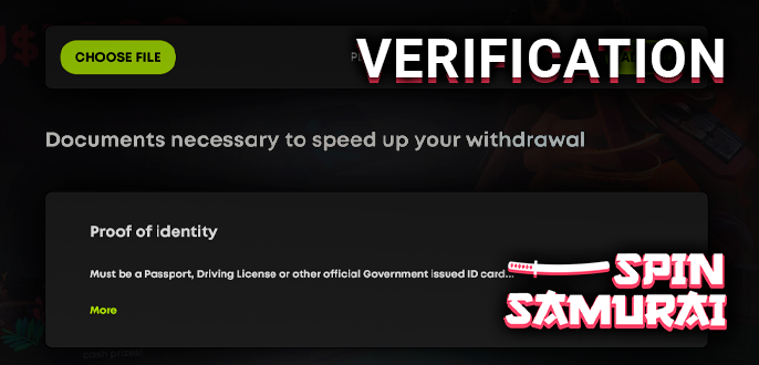 Verify your identity on Spin Samurai Casino - how to verify account
