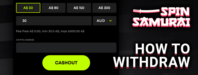 Withdrawing money from account at Spin Samurai Casino