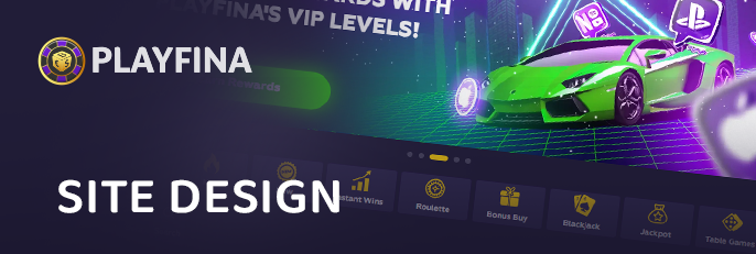 Playfina Casino website design - how to navigate the site