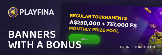 Banner with bonus for Playfina Casino players