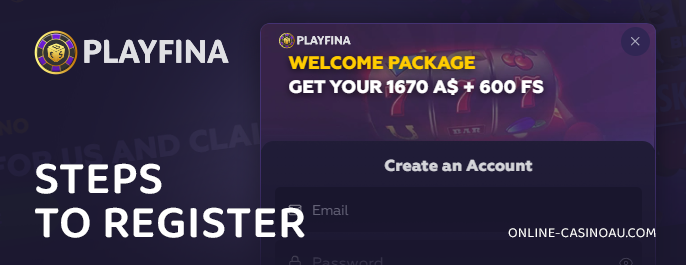 Instructions for registering an account at Playfina Casino