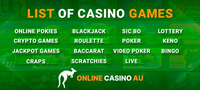 Categories of casino games - jackpots, slots, live, poker and roulette