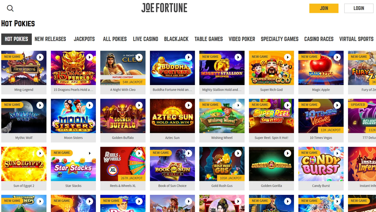 Joe Fortune casino Real Money Pokies category