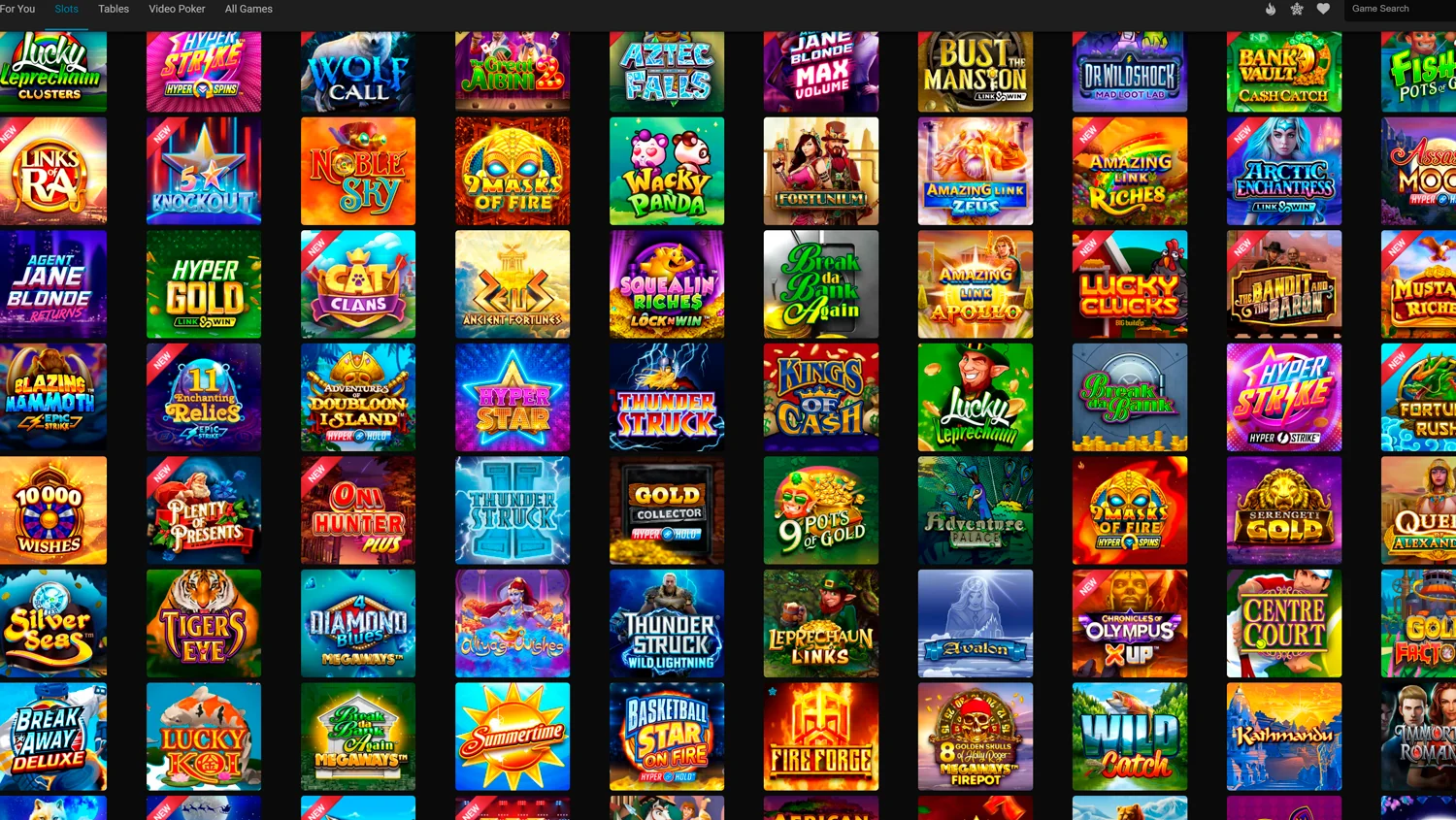 Game page on Spin Palace Casino site