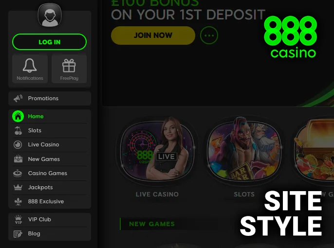 Casino 888 Main Menu