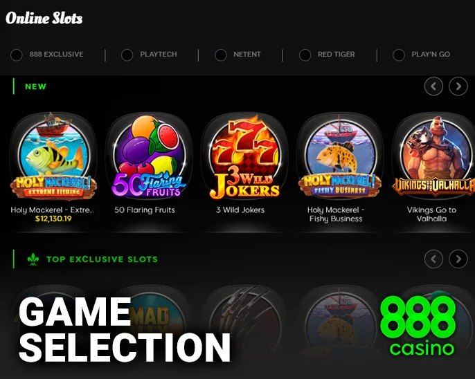 Gambling section at 888 Casino